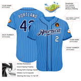 Custom Powder Blue White Pinstripe Navy-White Authentic Baseball Jersey