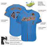 Custom Powder Blue Black Pinstripe Black-Orange Authentic Baseball Jersey