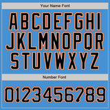 Custom Powder Blue Black Pinstripe Black-Orange Authentic Baseball Jersey