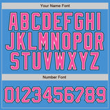 Custom Powder Blue Black Pinstripe Pink-White Authentic Baseball Jersey