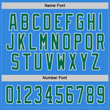 Custom Powder Blue Kelly Green-White Hockey Jersey