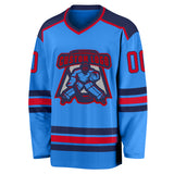 Custom Powder Blue Red-Navy Hockey Jersey
