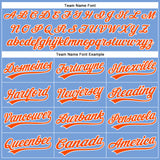 Custom Powder Blue Orange-White Authentic Baseball Jersey
