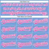 Custom Powder Blue Pink-White Authentic Baseball Jersey