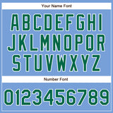 Custom Powder Blue Kelly Green-White Authentic Baseball Jersey