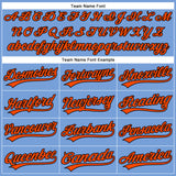 Custom Powder Blue Black Pinstripe Orange Authentic Baseball Jersey