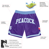 Custom Purple White Pinstripe White-Light Blue Authentic Basketball Shorts