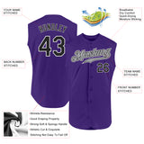 Custom Purple Black-White Authentic Sleeveless Baseball Jersey