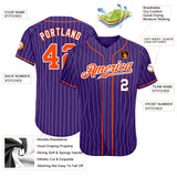 Custom Purple White Pinstripe Orange-White Authentic Baseball Jersey