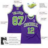 Custom Purple Neon Green-White Authentic Throwback Basketball Jersey