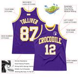 Custom Purple White-Gold Authentic Throwback Basketball Jersey