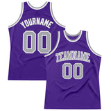 Custom Purple Gray-White Authentic Throwback Basketball Jersey