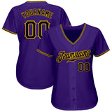 Custom Purple Black-Gold Authentic Baseball Jersey