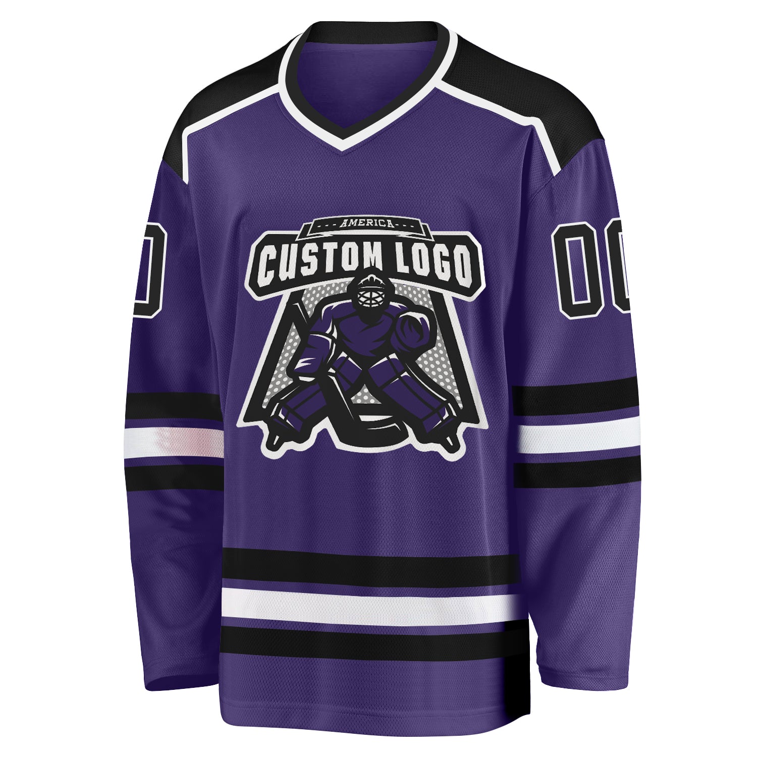 Custom Purple Black-White Hockey Jersey