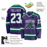 Custom Purple White-Kelly Green Hockey Jersey