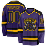 Custom Purple Black-Gold Hockey Jersey