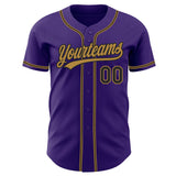 Custom Purple Black-Old Gold Authentic Baseball Jersey