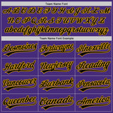 Custom Purple Black Pinstripe Black-Gold Authentic Baseball Jersey