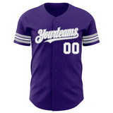 Custom Purple White-Gray Authentic Baseball Jersey