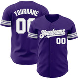 Custom Purple White-Gray Authentic Baseball Jersey