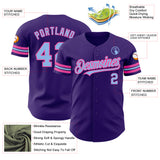 Custom Purple Light Blue-Pink Authentic Baseball Jersey