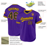Custom Purple Black-Gold Authentic Throwback Baseball Jersey