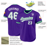 Custom Purple White-Kelly Green Authentic Throwback Baseball Jersey