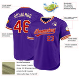 Custom Purple Red-Cream Authentic Throwback Baseball Jersey