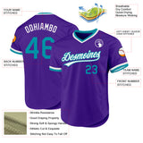 Custom Purple Teal-White Authentic Throwback Baseball Jersey