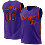 Custom Purple Black-Orange Authentic Throwback Basketball Jersey