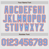 Custom White Light Blue Pinstripe Light Blue-Red Authentic Raglan Sleeves Baseball Jersey