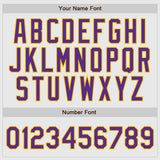 Custom White Purple Pinstripe Purple-Gold Authentic Raglan Sleeves Baseball Jersey