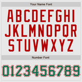 Custom White Kelly Green Pinstripe Kelly Green-Red Authentic Raglan Sleeves Baseball Jersey