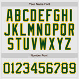 Custom White Green Pinstripe Green-Gold Authentic Raglan Sleeves Baseball Jersey