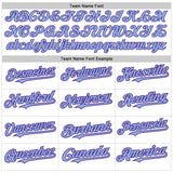 Custom White Light Blue-Purple Authentic Raglan Sleeves Baseball Jersey