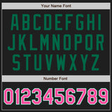 Custom Black Pink-Kelly Green Authentic Raglan Sleeves Baseball Jersey
