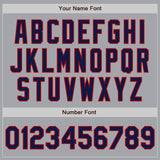 Custom Gray Navy-Red Authentic Raglan Sleeves Baseball Jersey