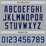 Custom Gray Navy-Light Blue Authentic Raglan Sleeves Baseball Jersey