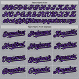Custom Gray Purple-Black Authentic Raglan Sleeves Baseball Jersey