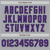Custom Gray Purple-Black Authentic Raglan Sleeves Baseball Jersey