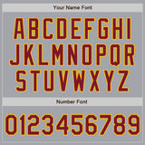 Custom Gray Crimson-Yellow Authentic Raglan Sleeves Baseball Jersey