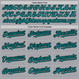 Custom Gray Teal-Black Authentic Raglan Sleeves Baseball Jersey