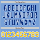 Custom Light Blue Yellow-Royal Authentic Raglan Sleeves Baseball Jersey