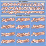 Custom Light Blue White-Orange Authentic Raglan Sleeves Baseball Jersey