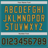 Custom Teal Black-Old Gold Authentic Raglan Sleeves Baseball Jersey