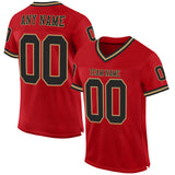 Custom Red Black-Old Gold Mesh Authentic Throwback Football Jersey