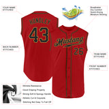 Custom Red Black-Old Gold Authentic Sleeveless Baseball Jersey