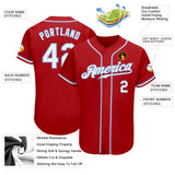 Custom Red White-Light Blue Authentic Baseball Jersey