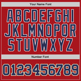 Custom Red Navy-Old Gold Authentic Throwback Basketball Jersey