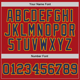 Custom Red Navy-Gold Authentic Throwback Basketball Jersey